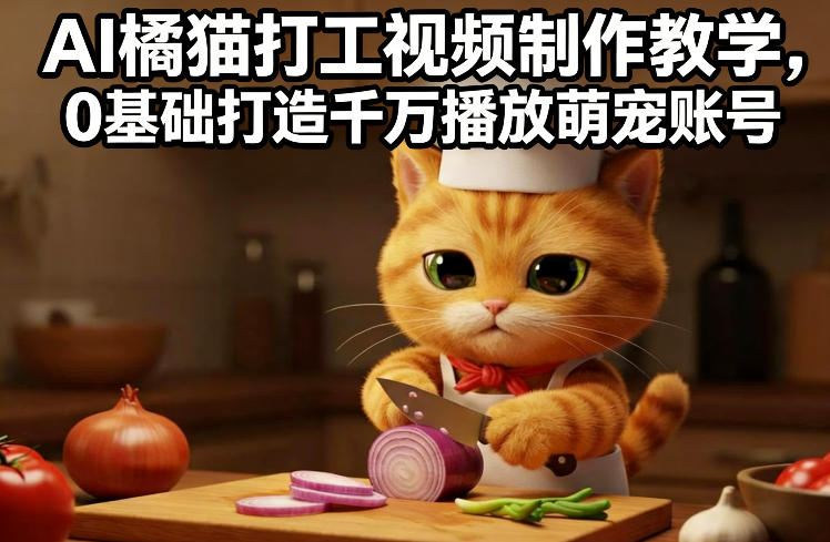 AI橘猫打工视频制作教学,流量狂飙,0基础打造千万播放萌宠账号-赛德副业库