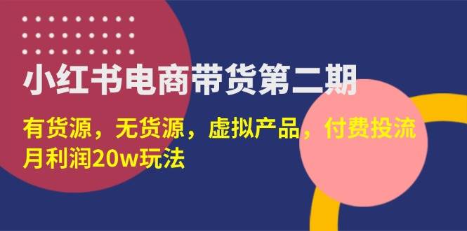 （14186期）小红书电商带货第二期，有货源，无货源，虚拟产品，付费投流，月利润20w-赛德副业库