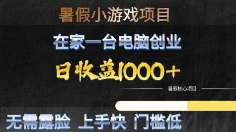 暑假小游戏项目,在家一台电脑创业,日收益1k+,无需露脸,上手快门槛低【揭秘】-赛德副业库