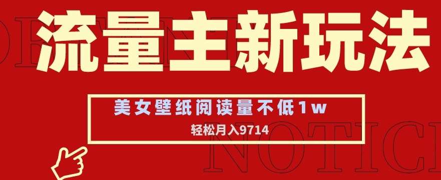 流量主新玩法，美女壁纸和头像，阅读量不低于1w，月入9741【揭秘】-赛德副业库