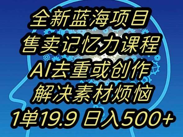 蓝海项目记忆力提升,AI去重,一单19.9日入500+【揭秘】-赛德副业库