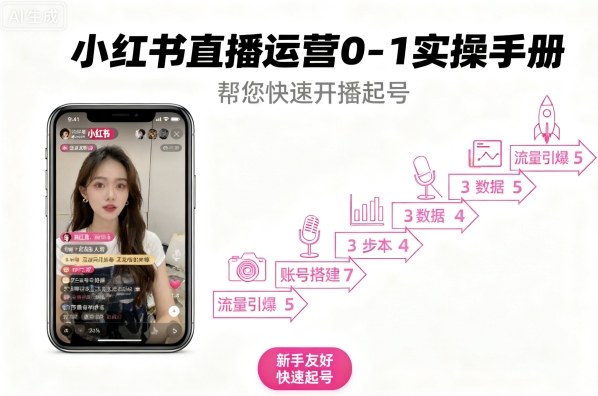 小红书直播运营0-1实操手册,帮您快速开播起号-赛德副业库