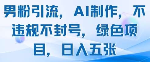 男粉引流，AI制作，不违规不封号，绿色项目，日入五张-赛德副业库