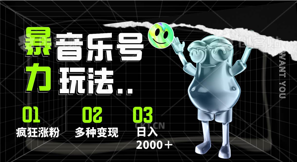 音乐号暴力玩法，疯狂涨粉，多种变现，日入2000＋-赛德副业库