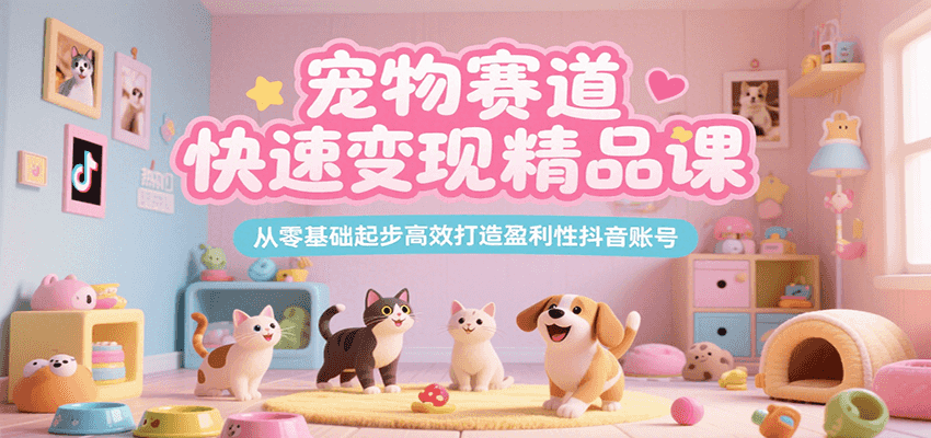宠物赛道快速变现精品课,从零基础起步高效打造盈利性抖音账号-赛德副业库