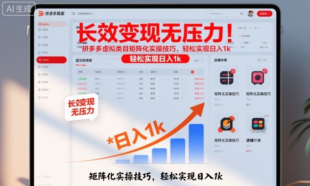 长效变现无压力!拼多多虚拟类目矩阵化实操技巧,轻松实现日入1k【揭秘】-赛德副业库