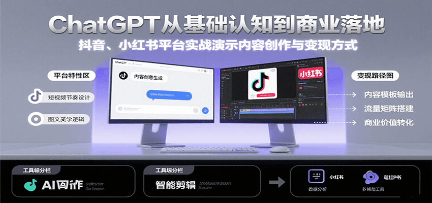 ChatGPT从基础认知到商业落地,实战演示抖音、小红书等平台的内容创作与变现-赛德副业库