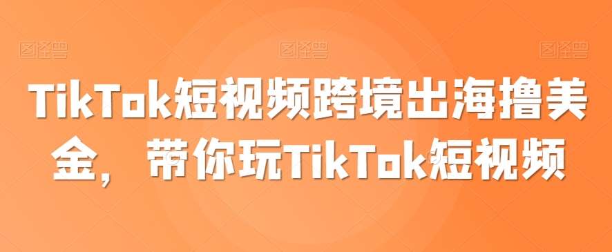 TikTok短视频跨境出海撸美金,带你玩TikTok短视频-赛德副业库