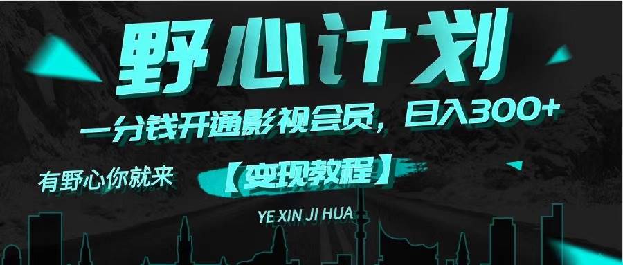 （11860期）《野心计划》一分钱卖影视会员，日入300+-赛德副业库