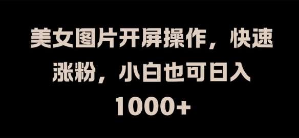 美女图片开屏操作，快速涨粉，小白也可日入1k【揭秘】-赛德副业库