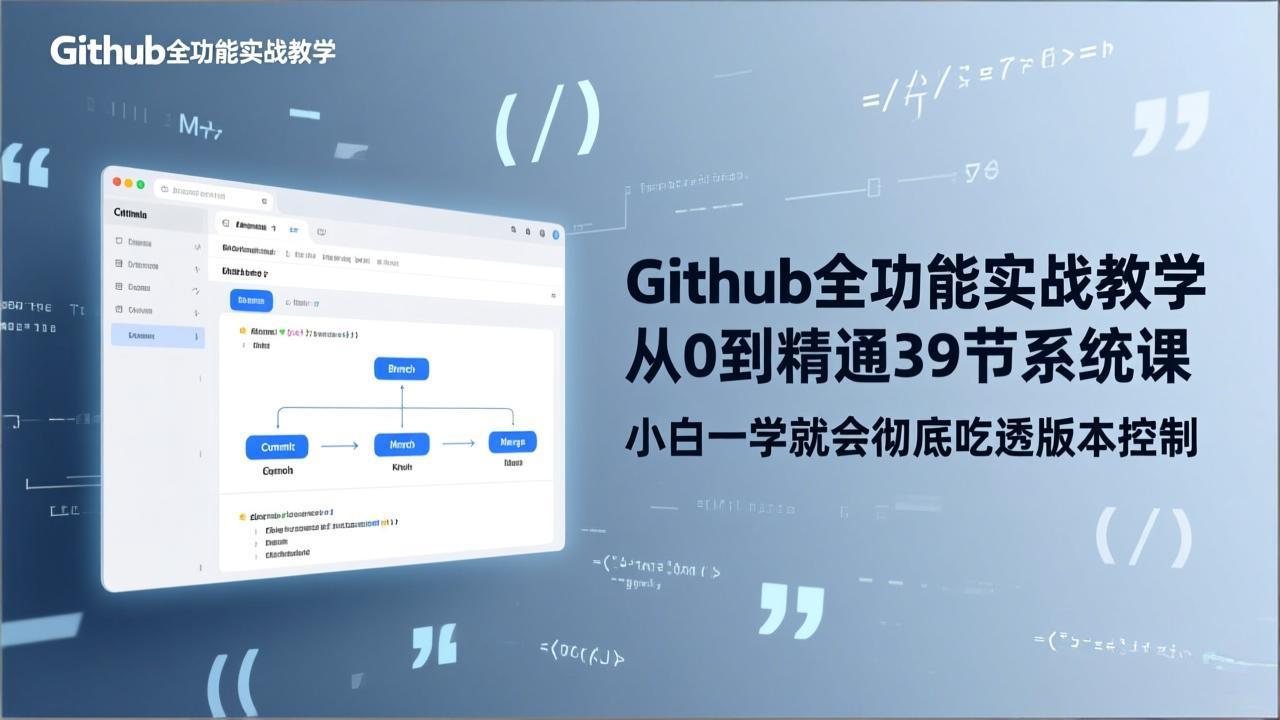 (17501期)GitHub-全功能实战教学,从0到精通39节系统课,小白一学就会彻底吃透版本控制-赛德副业库