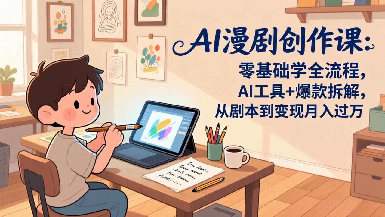 (17519期)AI漫剧创作课:零基础学全流程,AI工具+爆款拆解,从剧本到变现月入过万-赛德副业库