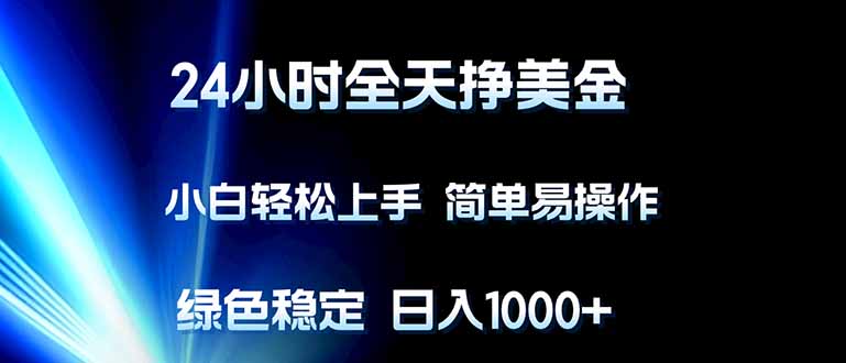 （17557期）24小时全天挣美金，小白轻松上手，简单易操作，绿色稳定，日入1000+-赛德副业库