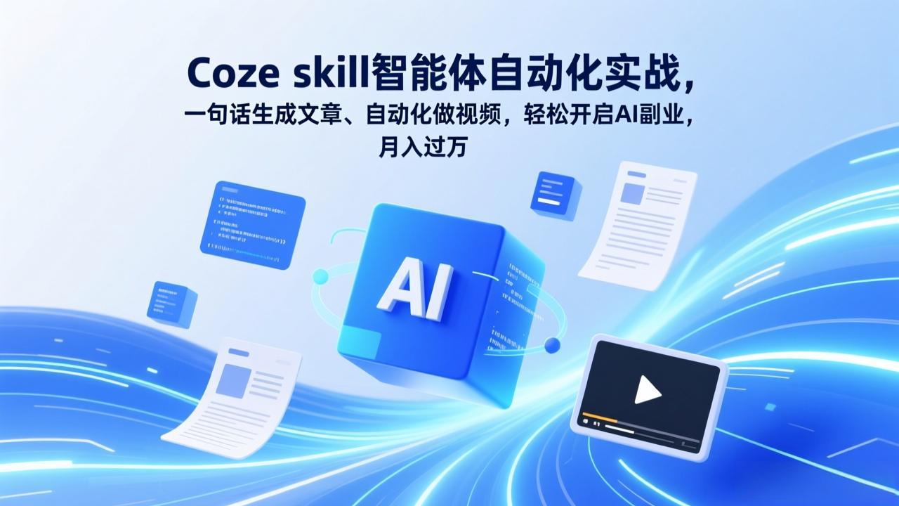 （17399期）Coze skill智能体自动化实战，一句话生成文章、自动化做视频，轻松开启AI副业，月入过万-赛德副业库