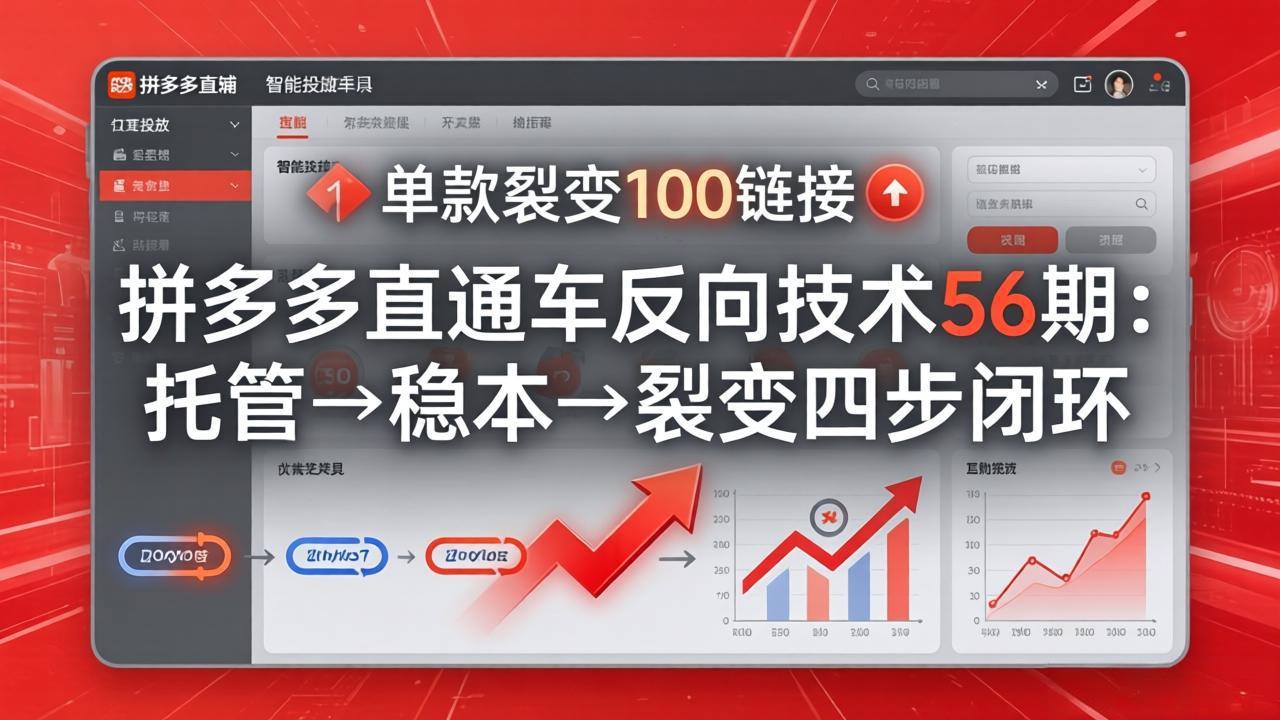 (17737期)拼多多直通车反向技术56期:托管→稳本→裂变四步闭环,单款裂变100链接抢占核心流量-赛德副业库