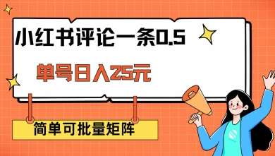 小红书评论一条0.5元 单账号一天可得25元 可矩阵操作 简单无脑靠谱【揭秘】-赛德副业库