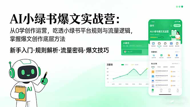 (17670期)AI 小绿书爆文实战营:从0学创作运营,吃透小绿书平台规则与流量逻辑,掌握爆文创作底层方法-赛德副业库