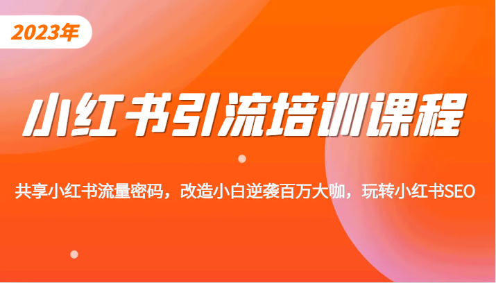 小红书引流培训课程，教你零基础玩转小红书，素人逆袭百万流量大咖！-赛德副业库