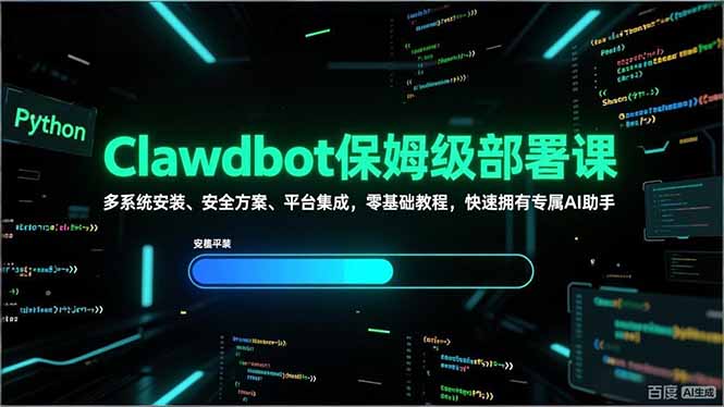 (17343期)Clawdbot保姆级部署课,多系统安装、安全方案、平台集成,零基础教程,快速拥有专属AI助手-赛德副业库
