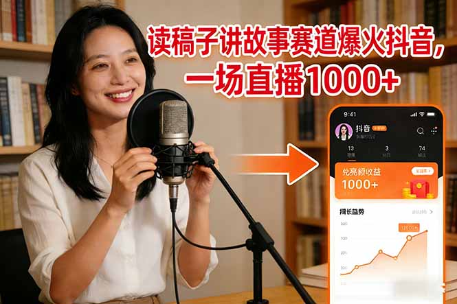（17073期）读稿子讲故事赛道爆火抖音，一场直播日入1000+-赛德副业库
