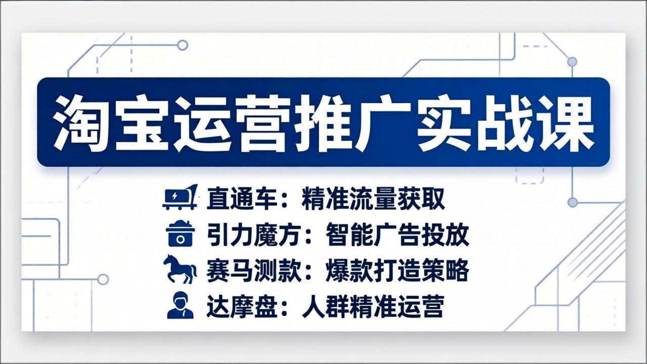 （17660期）淘宝运营推广实战课，直通车+引力魔方+赛马测款+达摩盘人群推广等（更新26年3月）-赛德副业库