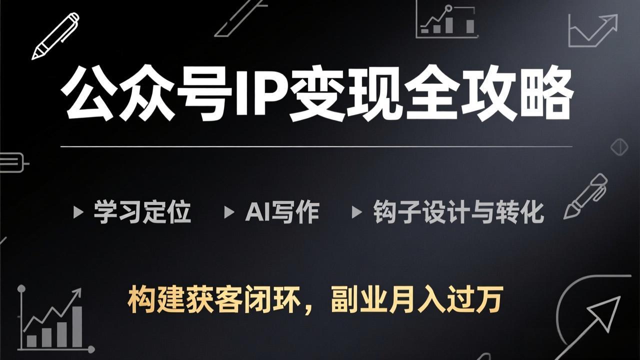（17523期）公众号IP变现全攻略-更新，学习定位、AI写作、钩子设计与转化，构建获客闭环，副业月入过万-赛德副业库