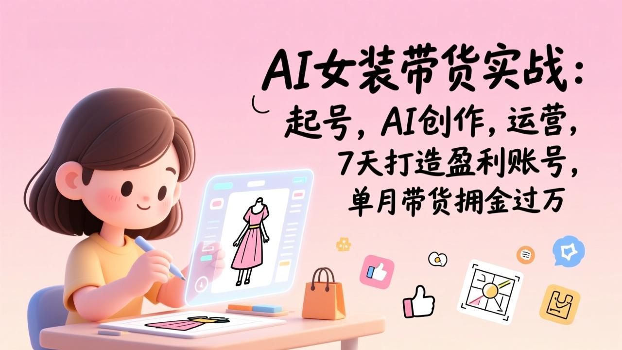 （17117期）AI女装带货实战班（更新）：起号，AI创作，运营，7天打造盈利账号，单月带货佣金过万-赛德副业库