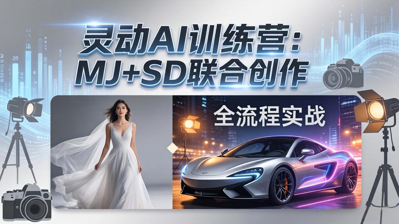 （17795期）灵动AI训练营-3.0课程：MJ+SD联合创作，从婚纱大片到汽车广告，摄影后期全流程实战-赛德副业库