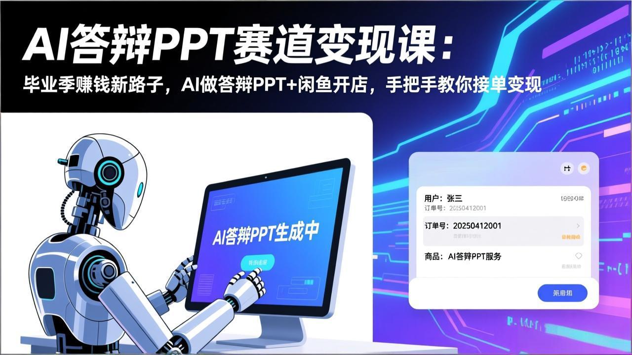(17546期)AI答辩PPT赛道变现课:毕业季赚钱新路子,AI做答辩PPT+闲鱼开店,手把手教你接单变现-赛德副业库