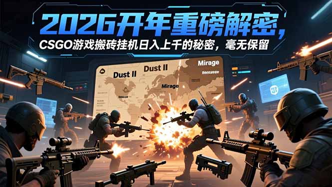 （16904期）2026开年重磅解密，CSGO游戏搬砖挂机日入上千的秘密，毫无保留-赛德副业库