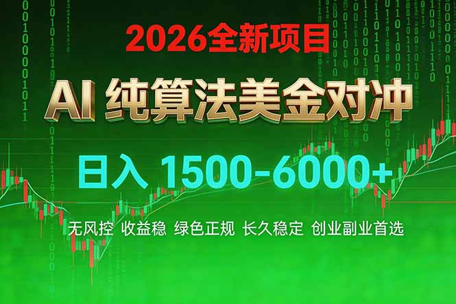 （17466期）2026 全新美金对冲项目，不套平台赠金，不封号，纯算法对冲，日入 1500-6000+-赛德副业库