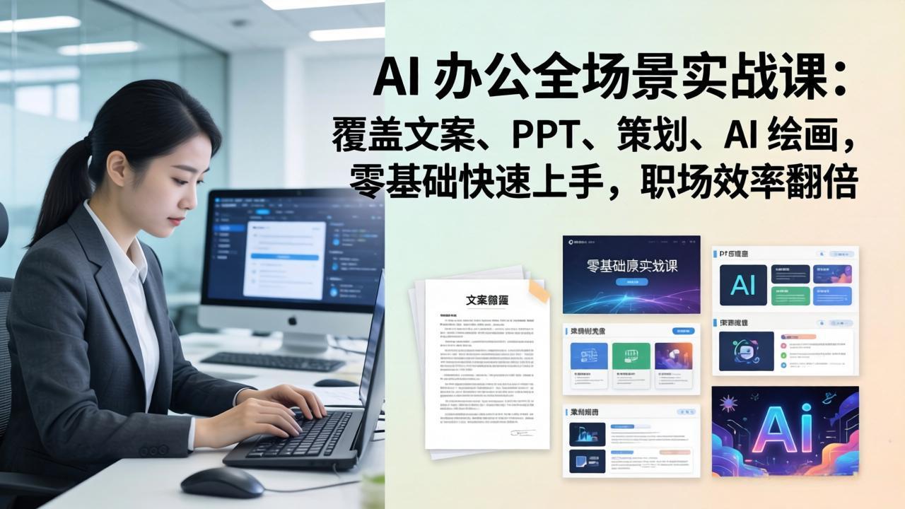 (17732期) AI 办公全场景实战课:覆盖文案、PPT、策划、AI 绘画,零基础快速上手,职场效率翻倍-赛德副业库