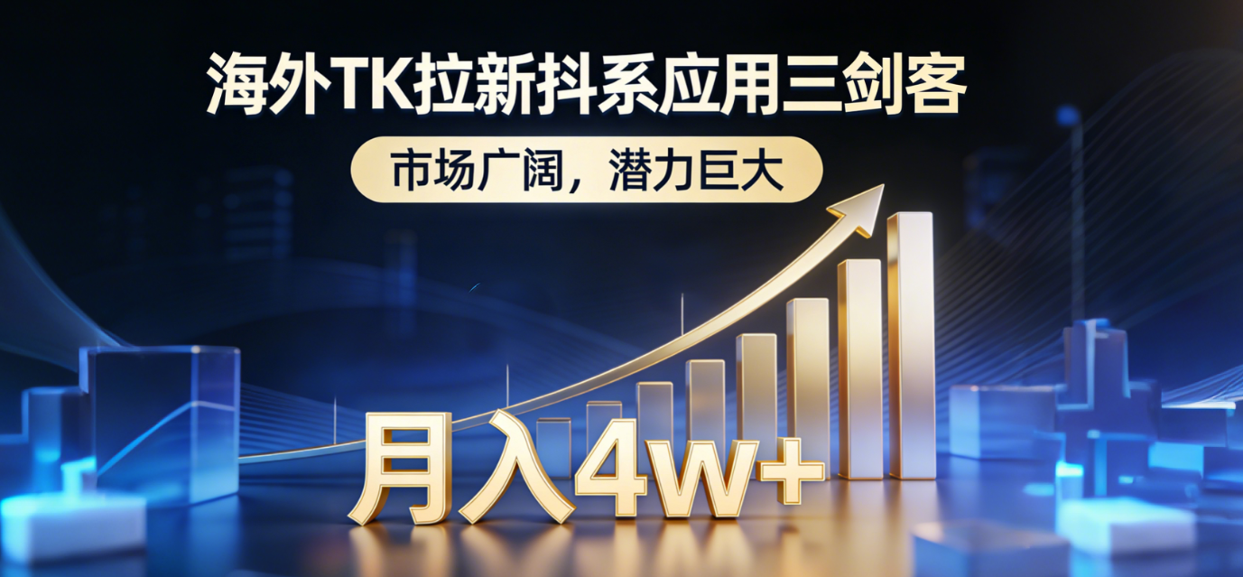 (17242期)海外TK拉新抖系应用三剑客,市场广阔,潜力巨大,月入1w+-赛德副业库
