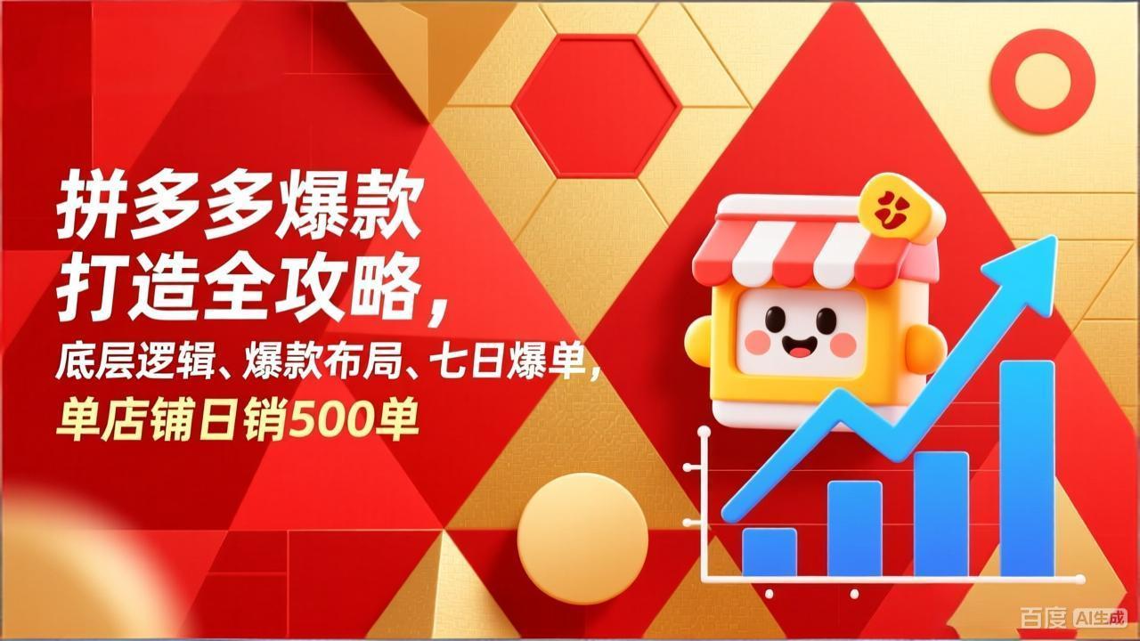 (17346期)拼多多爆款打造全攻略,底层逻辑、爆款布局、七日爆单,单店铺日销500单-赛德副业库