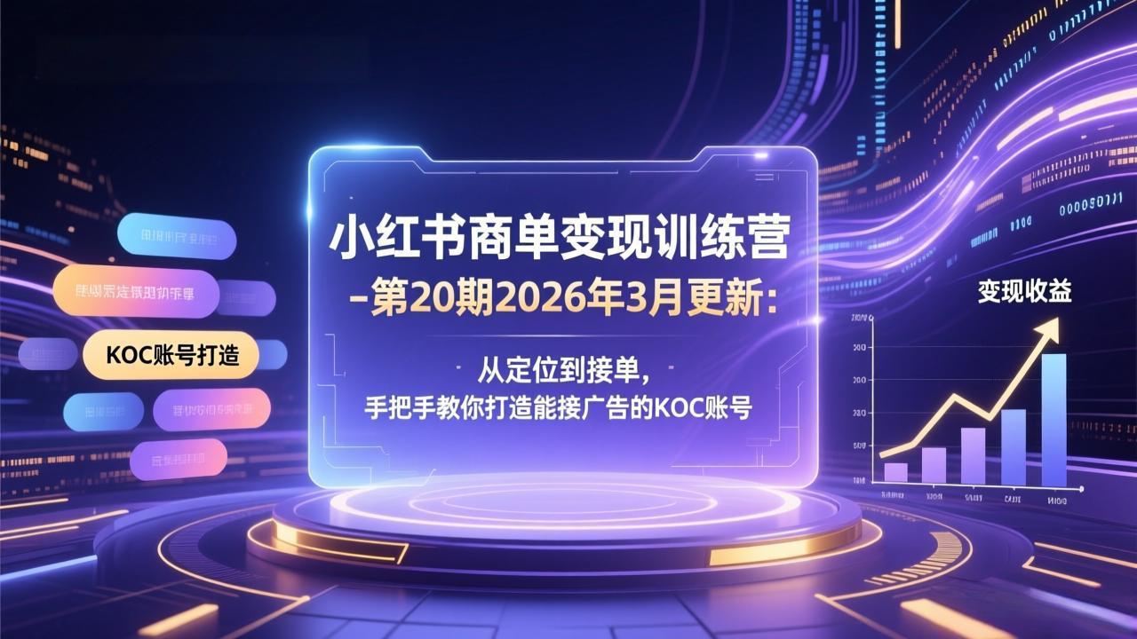 （17590期）小红书商单变现训练营-第20期26年3月更新：从定位到接单，手把手教你打造能接广告的KOC账号-赛德副业库