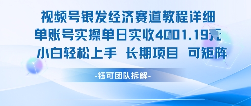 视频号银发经济赛道单账号实操单日实收1k+,小白轻松上手长期项目-赛德副业库