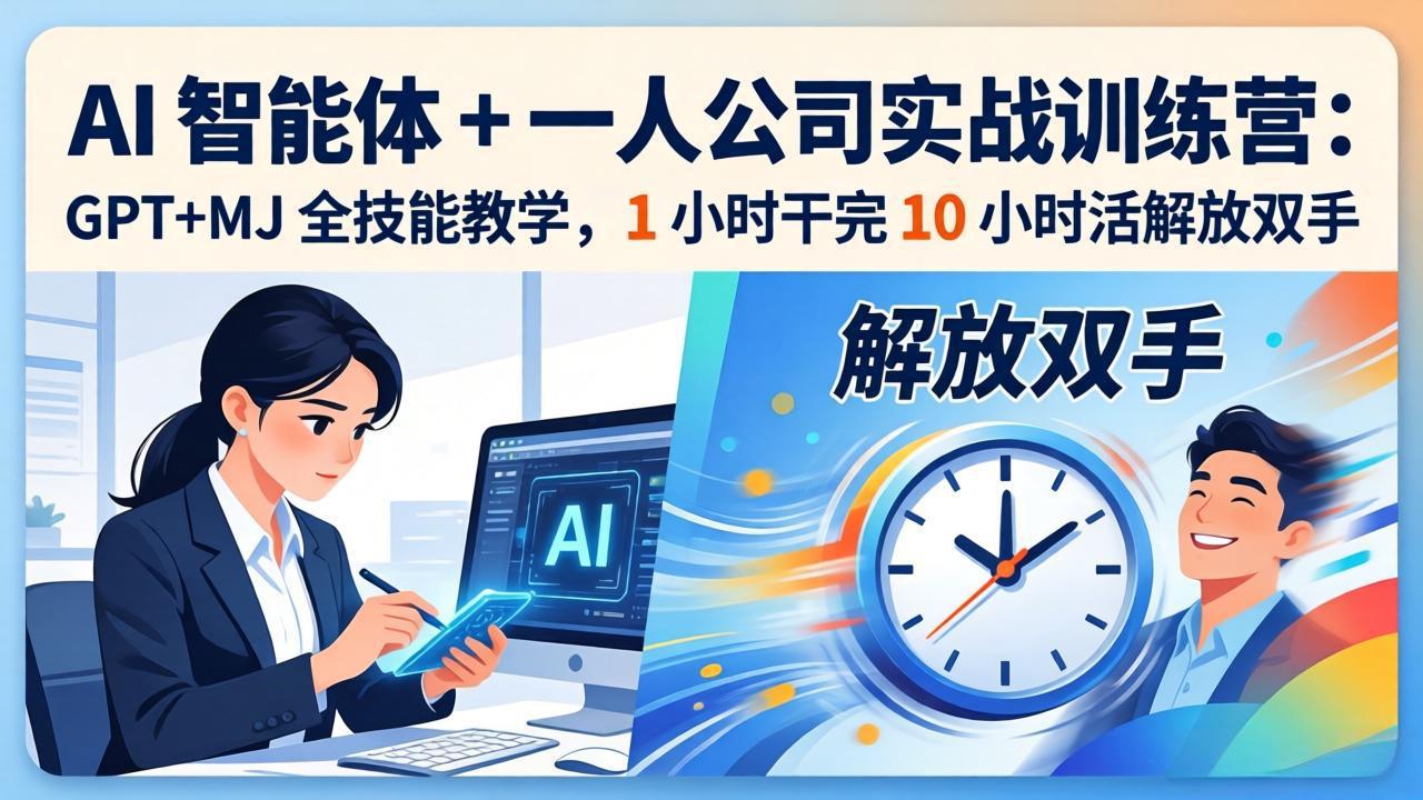 （17834期）AI 智能体 + 一人公司实战训练营：GPT+MJ 全技能教学，1 小时干完 10 小时活解放双手-赛德副业库