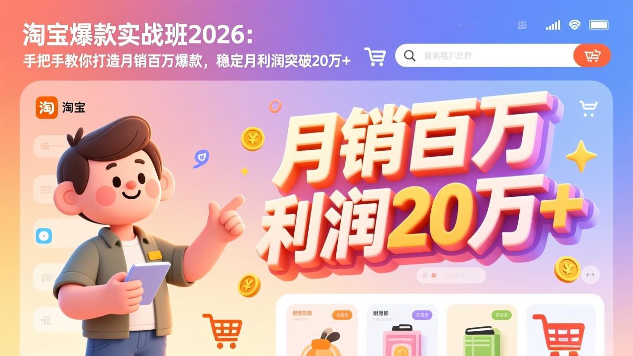 (17209期)淘宝爆款实战班2026:手把手教你打造月销百万爆款,稳定月利润突破20万+-赛德副业库