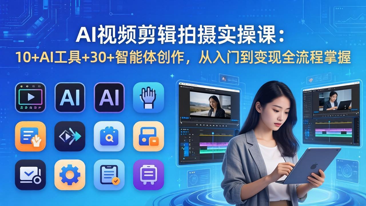 (17818期)AI 视频剪辑拍摄实操课:10+AI工具+30+智能体创作,从入门到变现全流程掌握-赛德副业库