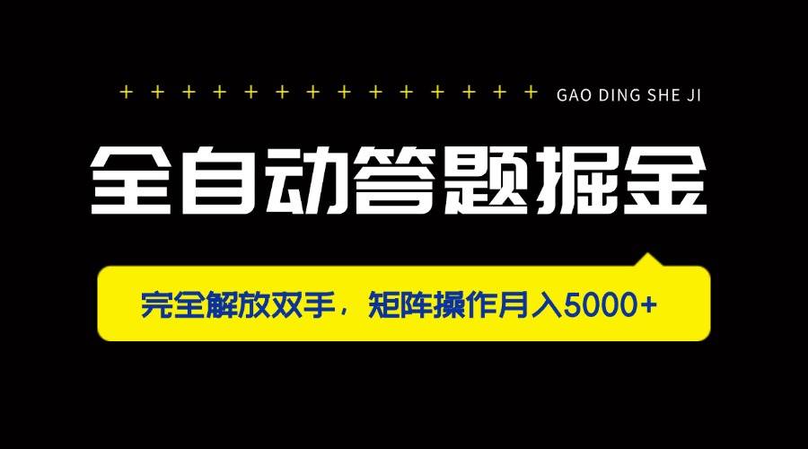 (14337期)全自动答题掘金,完全解放双手,矩阵操作月入5000+-赛德副业库