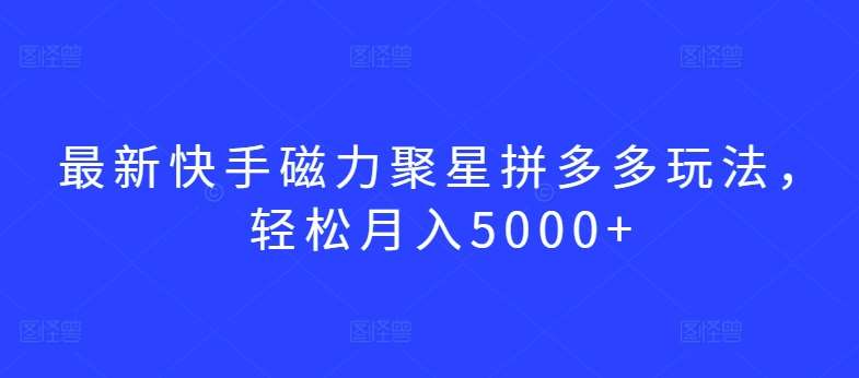 最新快手磁力聚星拼多多玩法，轻松月入5000+【揭秘】-赛德副业库