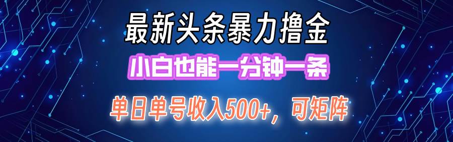 （12380期）最新暴力头条掘金日入500+，矩阵操作日入2000+ ，小白也能轻松上手！-赛德副业库