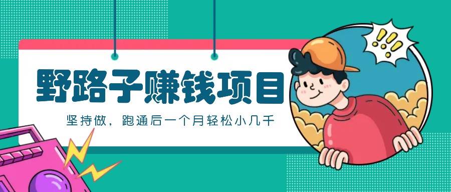 一个人就能操作的野路子赚钱项目，零成本零门槛坚持做，跑通后一个月小几千！-赛德副业库