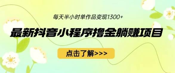 最新抖音小程序撸金躺赚项目,一部手机每天半小时,单个作品变现1300+【揭秘】-赛德副业库