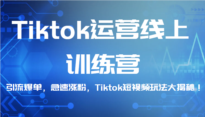 Tiktok运营线上训练营，引流爆单，急速涨粉，Tiktok短视频玩法大揭秘！-赛德副业库