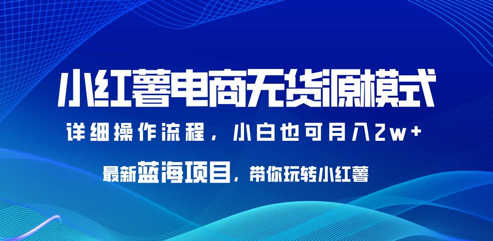 小红薯电商无货源模式，最新蓝海项目，带你玩转小红薯，小白也可月入2w+【揭秘】-赛德副业库
