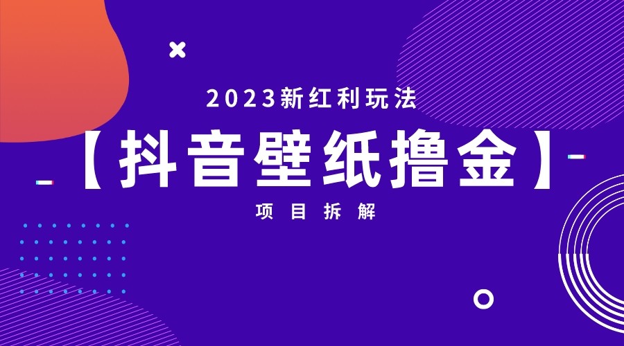 2023新红利玩法,抖音壁纸撸金项目拆解-赛德副业库