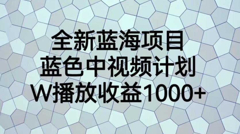 全新蓝海项目，蓝色中视频计划，1W播放量1000+【揭秘】-赛德副业库