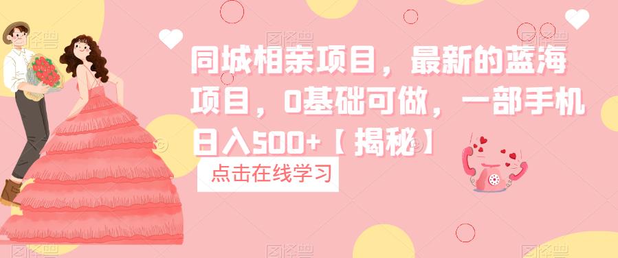 同城相亲项目，最新的蓝海项目，0基础可做，一部手机日入500+【揭秘】-赛德副业库