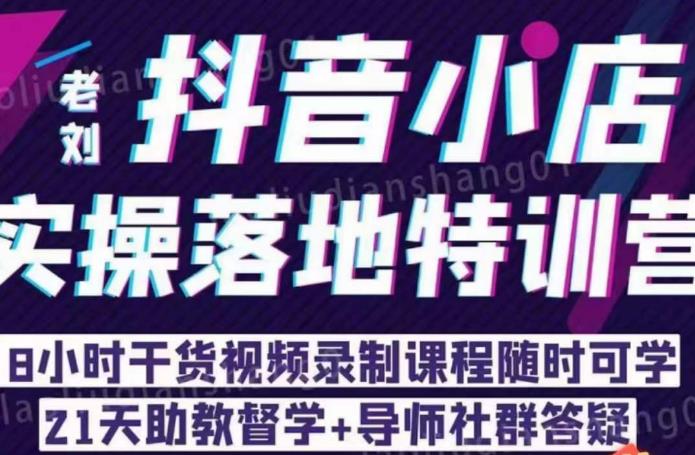 老刘·抖店商品卡流量,抖音小店实操落地特训营,8小时干货视频录制课程随时可学-赛德副业库